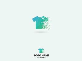 Pixel clothing logo design. Dress. Business. Finance. T-shirt with pixel. Fashion. Network. Creative design. Pixel t-shirt logo. vector