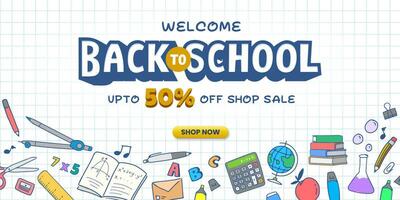 back to school sale banner background vector