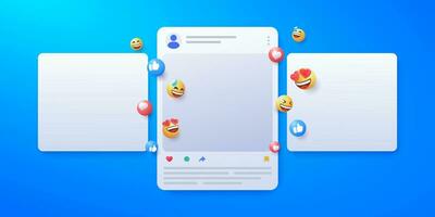 social media app interface post and emoji reaction vector