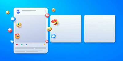 social media app interface post and emoji reaction vector