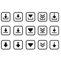 Download icon vector set. Upload button illustration collection. Load symbol or logo.