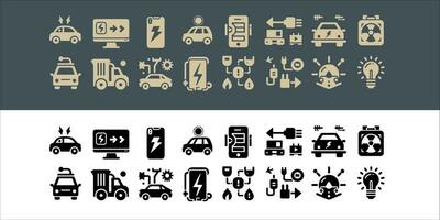 vector Electric vehicle. car icon set with charger station and battery