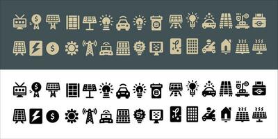 vector Set line icons of solar panels collection in transparent background