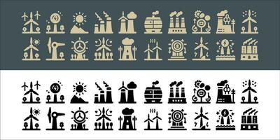 Windmill turbine vector set icons. renewable energy, alternative sources energy and eco friendly with transparent background