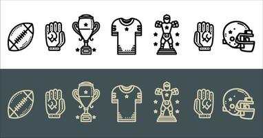 Vector American football icon set line art illustration