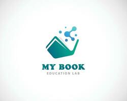 my book logo creative science molecule education lab design concept vector