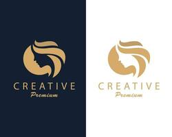 Beauty logo creative salon business beauty hair women emblem design concept vector