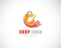 tienda logo creativo comida diseño concepto entrega Tienda vector