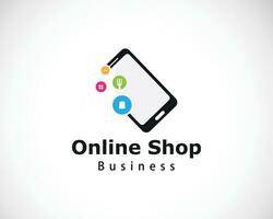 online shop logo design creative mobile phone concept food delivery social media vector