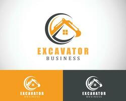 excavator logo creative circle business home design vector emblem brand concept