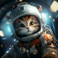 ai generado linda gato trabajos como un astronauta foto