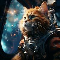 AI generated Cute Cat Works as an Astronaut photo