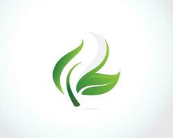 nature logo creative color green herbal leave two vector icon design