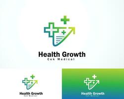 health growth logo creative design concept check medical clinic paper vector