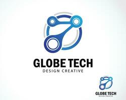 globe tech logo creative connect network design concept science molecule bio tech logo creative vector