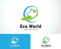 Green world logo or icon design template eco health business vector