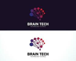 brain tech logo creative connect network science smart growth education tech logo vector