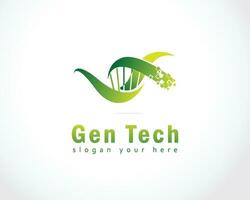 gen tech logo creative DNA design concept science lab vector