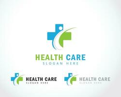 Health care logo creative plus people clinic consult health design concept vector