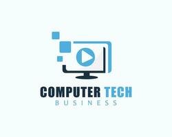 computer logo creative media video design concept pixel vector