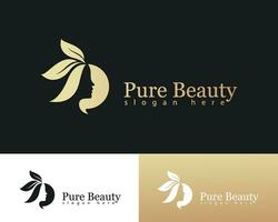 pure beauty logo creative salon women massage business emblem nature leave vector