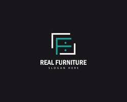 furniture logo creative emblem line sign symbol letter f business vector