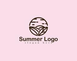 summer logo creative emblem line art circle nature leave beach business vector