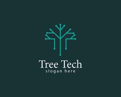 tree tech logo creative digital system design concept vector