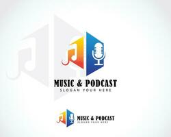 Music and podcast logo creative design template sign symbol concept vector