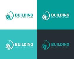 building logo creative apartment skyline city business design concept vector