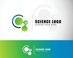 science logo creative molecule connect pixel bio tech logo vector