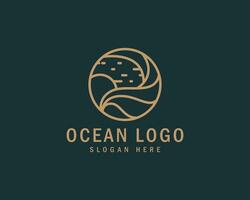 Oceano logo creativo emblema línea Arte playa viaje negocio vector