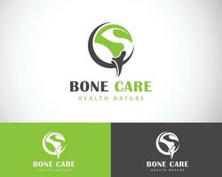 bone care logo creative health nature leave clinic solution design concept vector