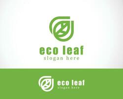 eco leaf logo creative emblem brand nature line art sign symbol vector