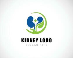 kidney logo creative concept hand care health medical solution doctor nature vector