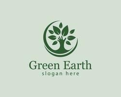 green earth logo creative tree care nature vintage emblem brand vector