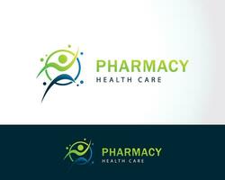 Pharmacy logo creative design sign symbol health care emblem people vector