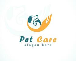 pet care logo creative concept hand animal dog and cat vector