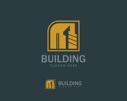 building logo creative city skyline emblem sign symbol business construct vector