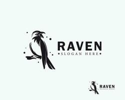 Raven logo creative black vector animal flying head illustration design