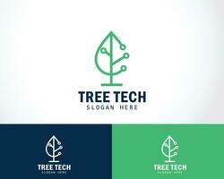 tree tech logo creative nature leave design concept business template vector