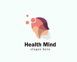 health mind logo creative element smart brain face psychology design concept vector