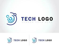 tech logo creative pixel business design audio digital vector