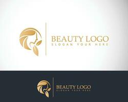 belleza logo creativo mujer naturaleza spa salón pelo diseño concepto vector