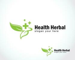 health herbal logo creative nature herbal plus design concept clinic beauty vector