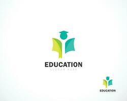 educación logo creativo libro diseño concepto éxito personas vector