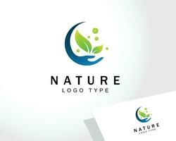 naturaleza cuidado logo creativo salir salud verde té diseño concepto crecimiento vector