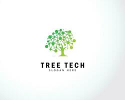 icono de vector de logotipo digital de circuito eléctrico de árbol tecnológico