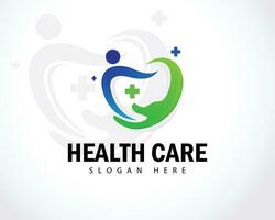 health care logo creative heart hand people abstract sign symbol vector