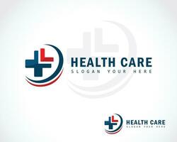 health care logo creative sign symbol medical clinic hospital arrow solution design concept plus vector